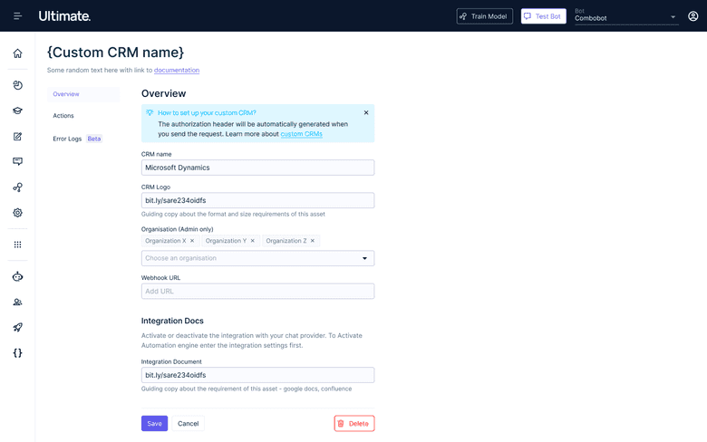 Custom CRM configuration